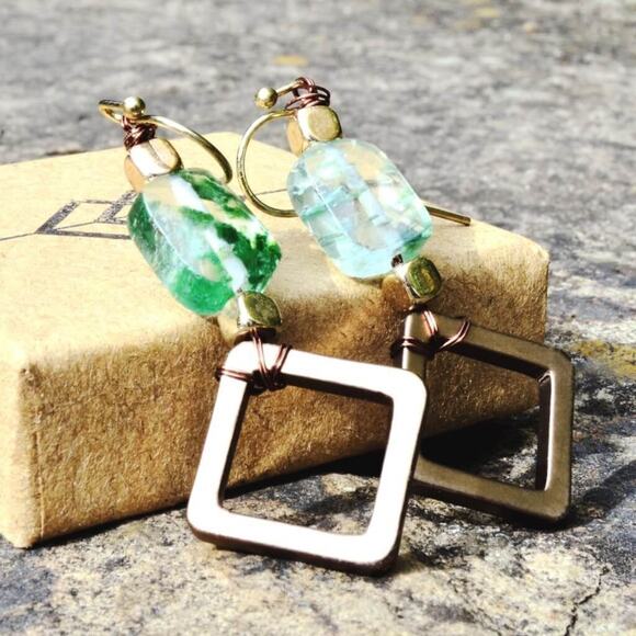 Aragonite Natural Stone Drop Earrings - Picture 1 of 4